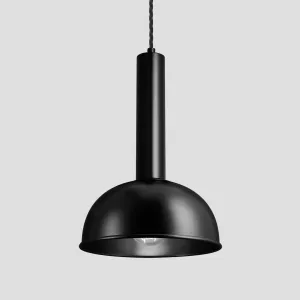 Sleek Cylinder Dome Pendant Light - 8 Inch - Black