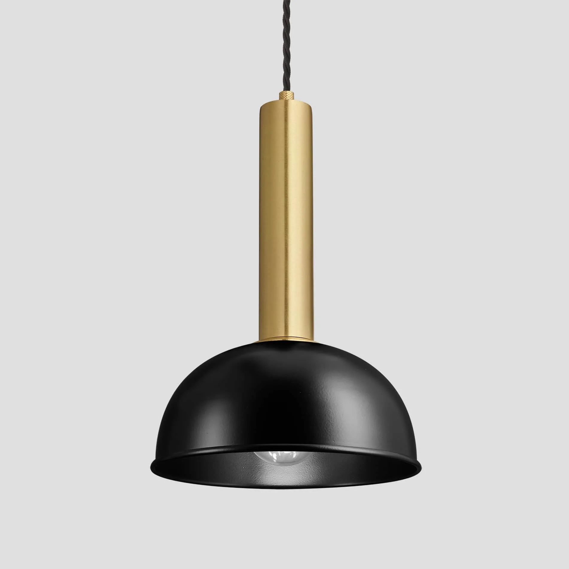 Sleek Cylinder Dome Pendant Light - 8 Inch - Black