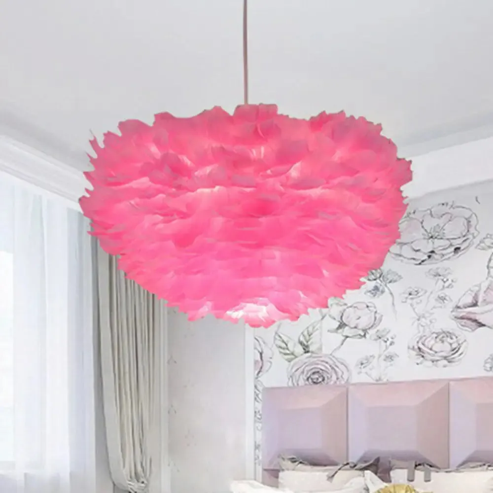 Sleek Feathered Hemispherical Pendant Ceiling Light for Living Room Décor