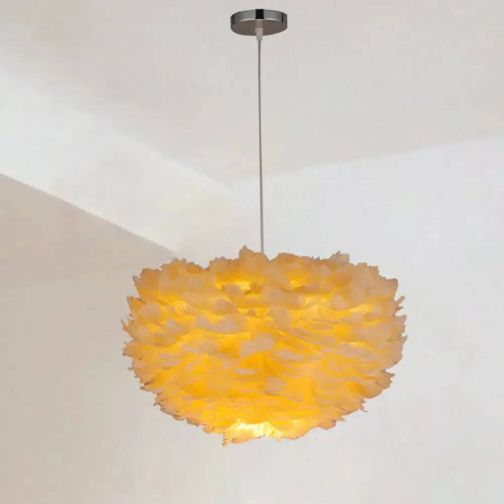 Sleek Feathered Hemispherical Pendant Ceiling Light for Living Room Décor