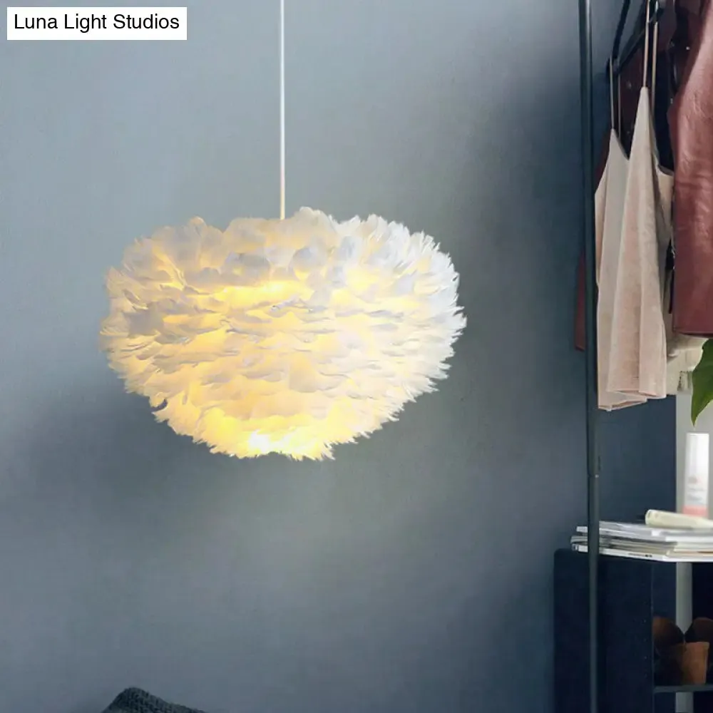 Sleek Feathered Hemispherical Pendant Ceiling Light for Living Room Décor