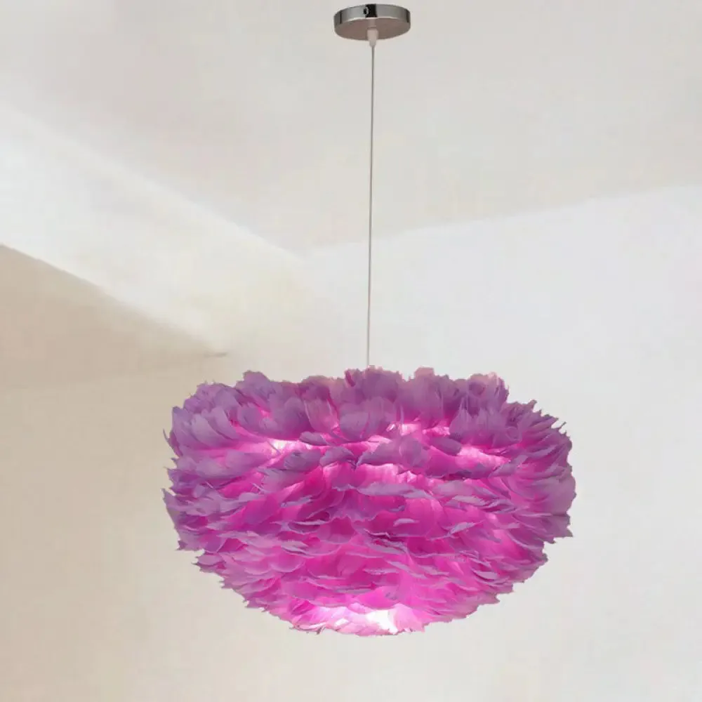 Sleek Feathered Hemispherical Pendant Ceiling Light for Living Room Décor