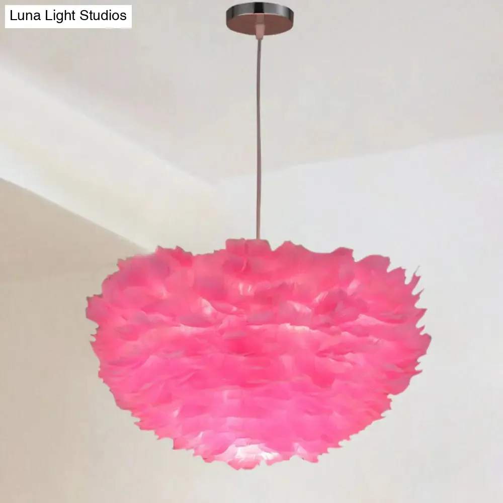 Sleek Feathered Hemispherical Pendant Ceiling Light for Living Room Décor