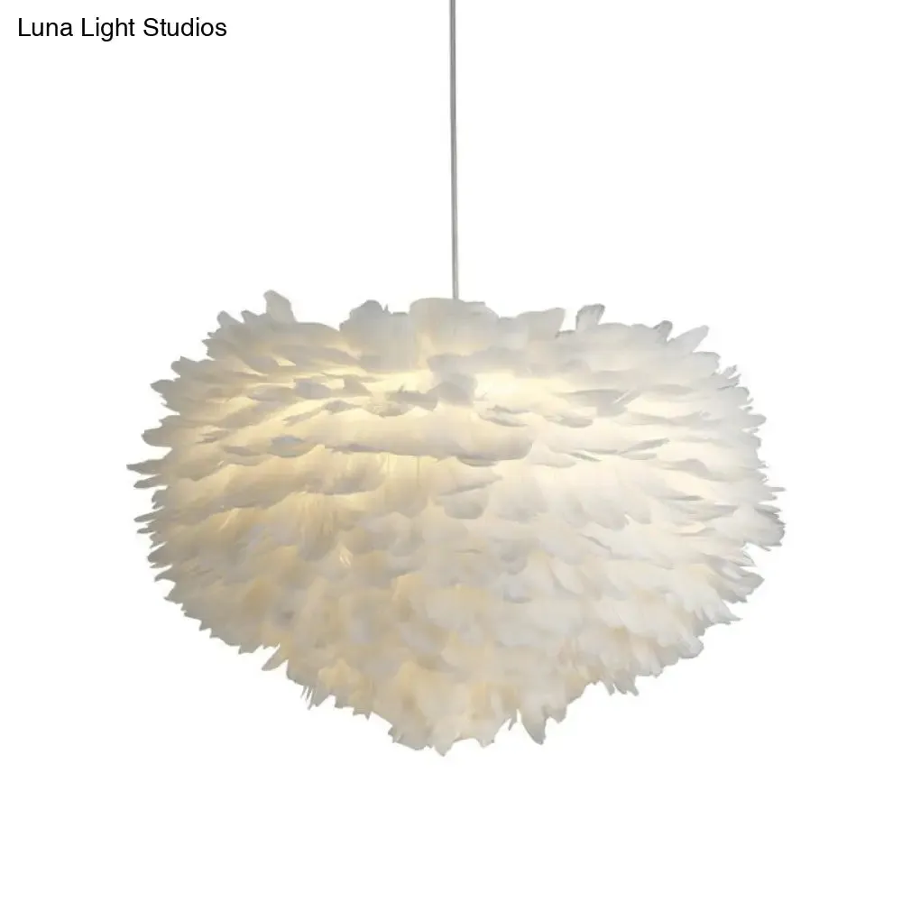 Sleek Feathered Hemispherical Pendant Ceiling Light for Living Room Décor