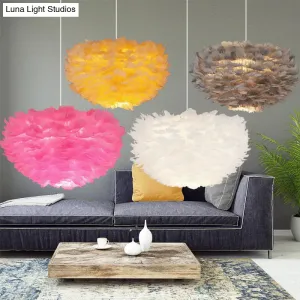 Sleek Feathered Hemispherical Pendant Ceiling Light for Living Room Décor