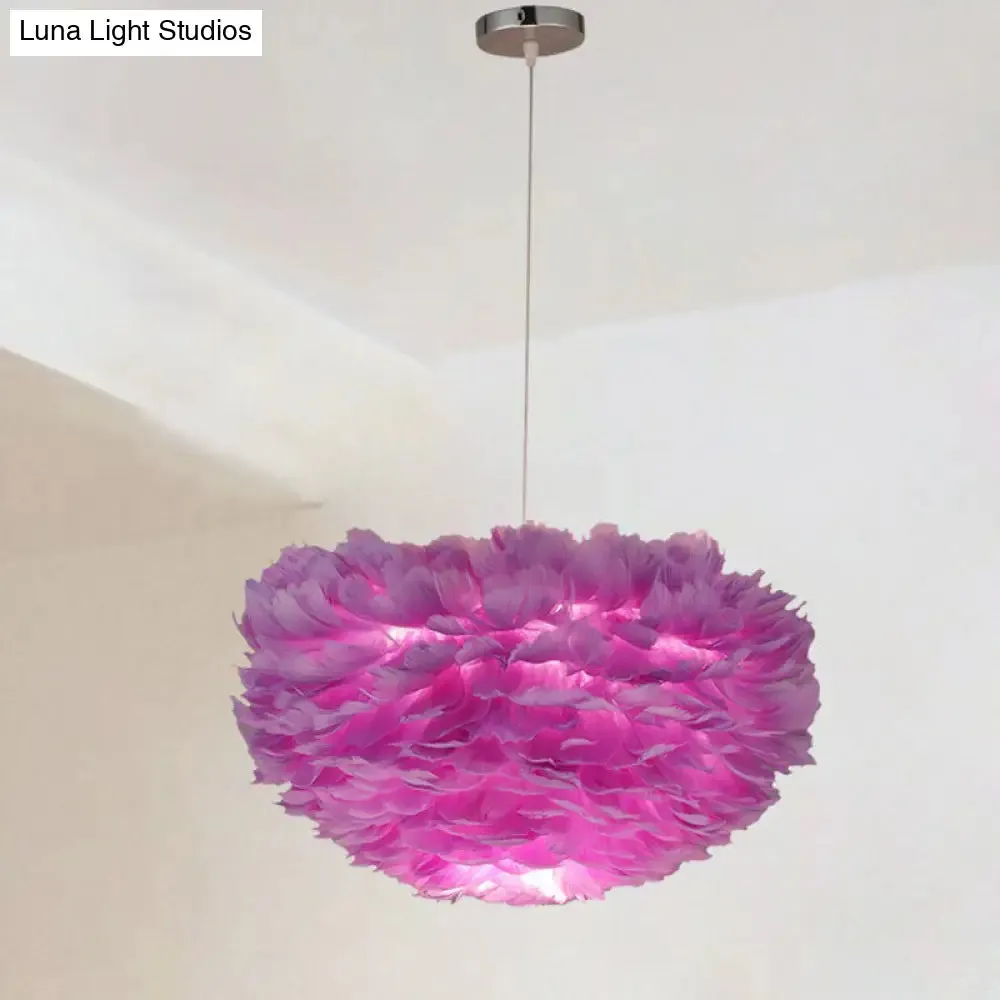 Sleek Feathered Hemispherical Pendant Ceiling Light for Living Room Décor