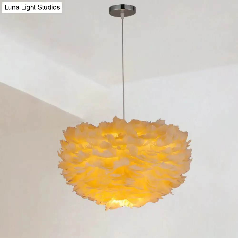 Sleek Feathered Hemispherical Pendant Ceiling Light for Living Room Décor