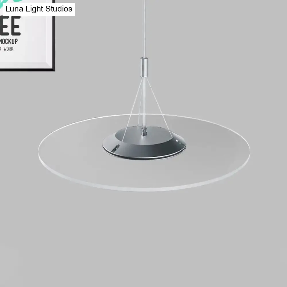 Sleek LED Clear Disc Pendant Ceiling Light for Dining Room