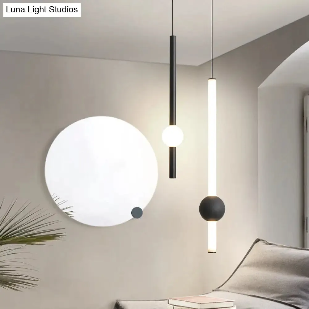 Sleek Sword-Shape LED Hanging Lamp Kit: Simplicity Acrylic | Black/White | Warm/White/3 Color Light