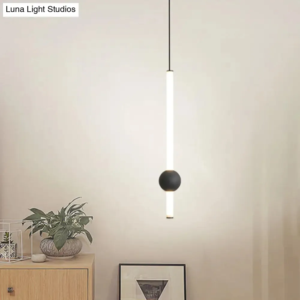 Sleek Sword-Shape LED Hanging Lamp Kit: Simplicity Acrylic | Black/White | Warm/White/3 Color Light