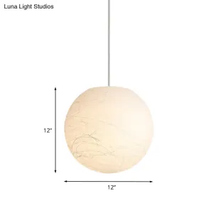 Sleek White Acrylic Pendant Lamp with Textured Surface - 8/12 Inch Dia