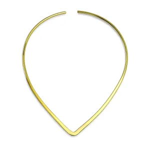 Slender V Shape Choker Necklace for Teens 14K Yellow Gold Plated Modern Style