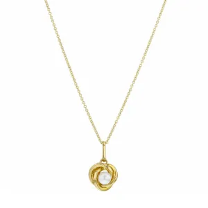 Soleil Collection 18"  Freshwater Pearl Knot Necklace | 9K Yellow Gold