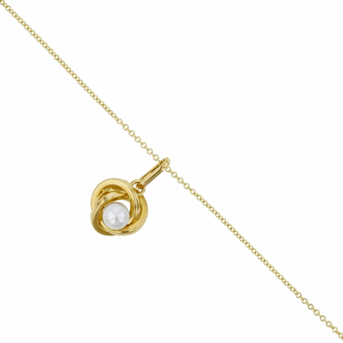 Soleil Collection 18"  Freshwater Pearl Knot Necklace | 9K Yellow Gold