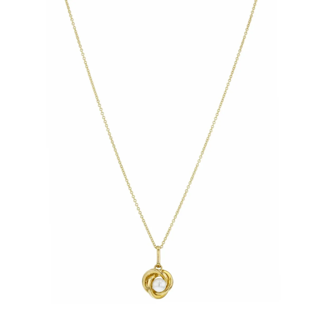 Soleil Collection 18"  Freshwater Pearl Knot Necklace | 9K Yellow Gold