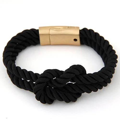 Spring Trendy Fashion Braided Rope Chain with Magnetic Clasp Bow Charm Bracelets&Bangles Pulseira for Women Men Jewelry