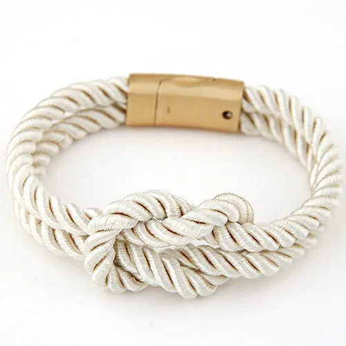 Spring Trendy Fashion Braided Rope Chain with Magnetic Clasp Bow Charm Bracelets&Bangles Pulseira for Women Men Jewelry