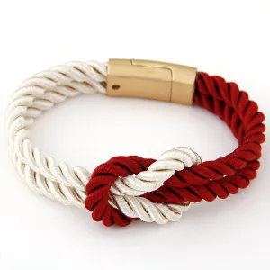 Spring Trendy Fashion Braided Rope Chain with Magnetic Clasp Bow Charm Bracelets&Bangles Pulseira for Women Men Jewelry