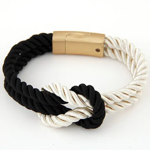 Spring Trendy Fashion Braided Rope Chain with Magnetic Clasp Bow Charm Bracelets&Bangles Pulseira for Women Men Jewelry