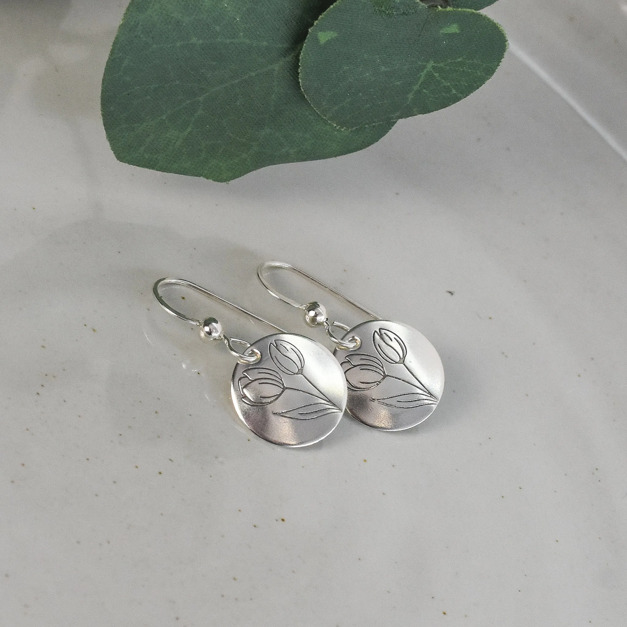 Spring Tulip Earrings - Sterling Silver