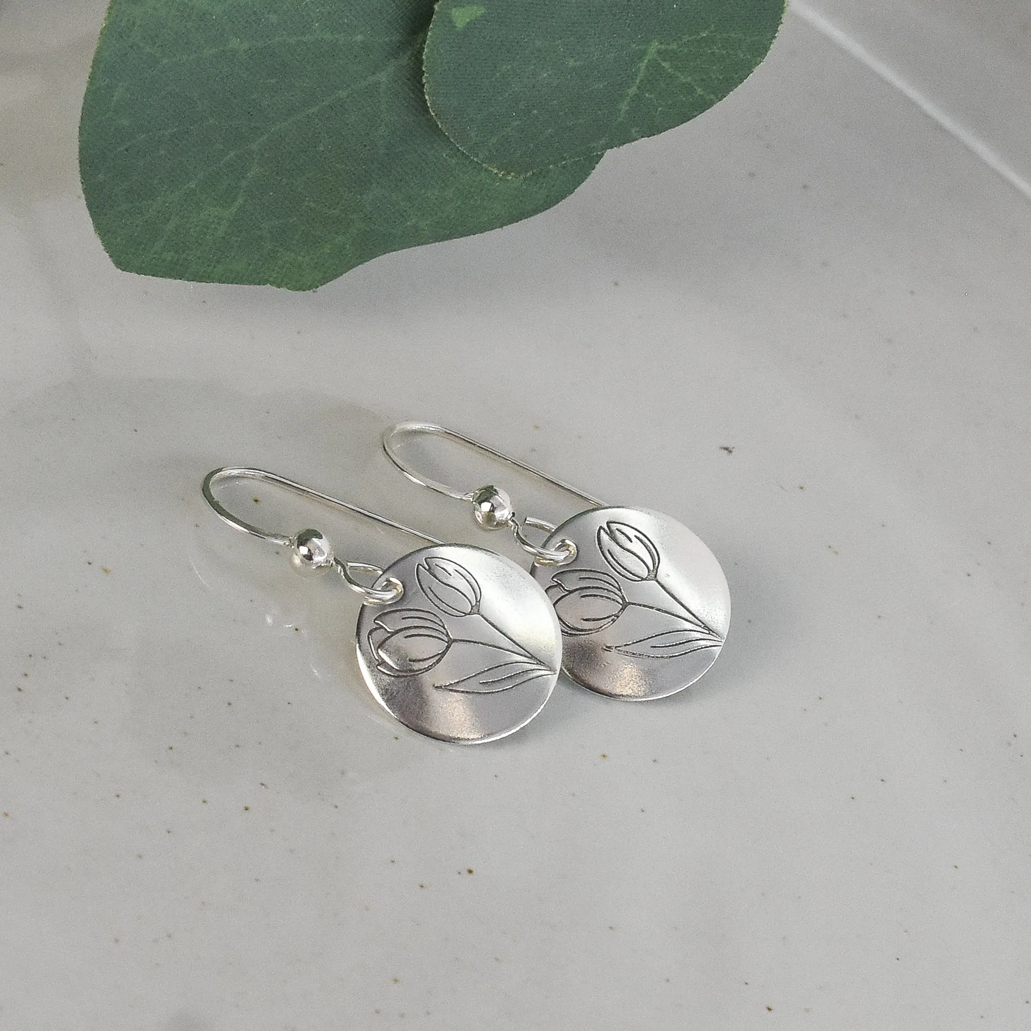 Spring Tulip Earrings - Sterling Silver