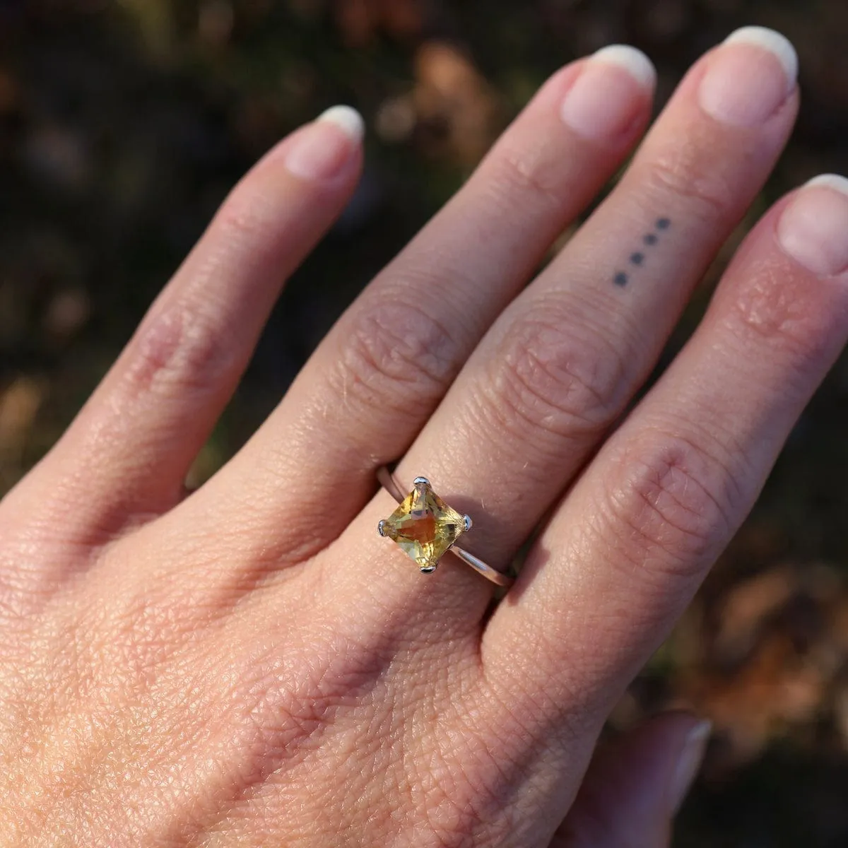 Square Citrine Ring