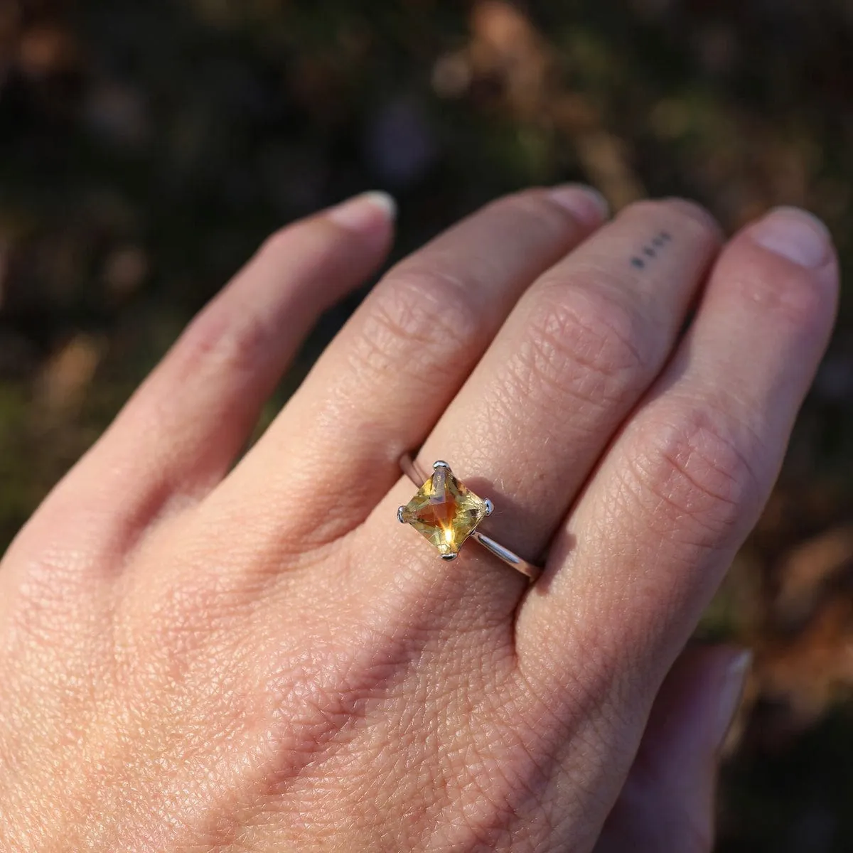 Square Citrine Ring