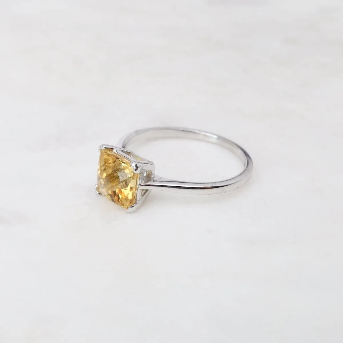 Square Citrine Ring