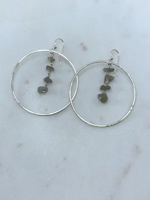 Sterling hoop earrings with labradorite