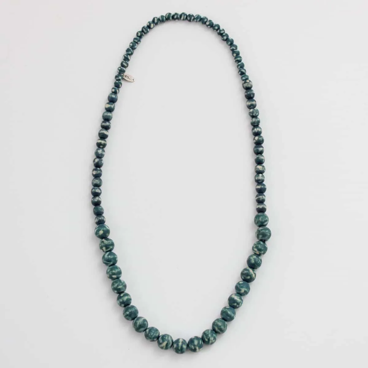 Teal Marbled Beaded Zahara Necklace