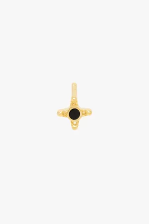 Timeless black stud earring gold plated 