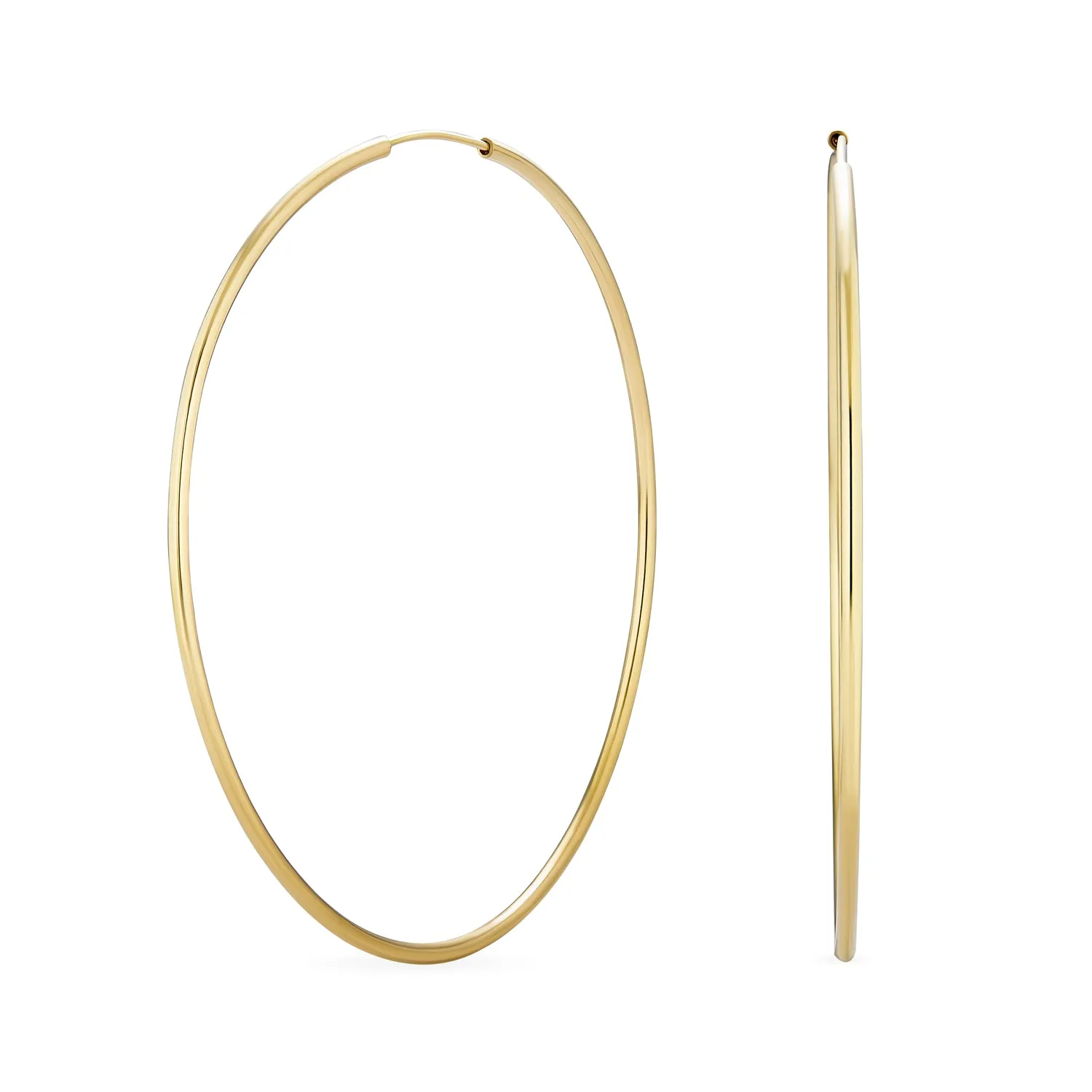 Timeless Minimalist Hoop Huggie Earrings Gold Plated 2-3mm Various Sizes