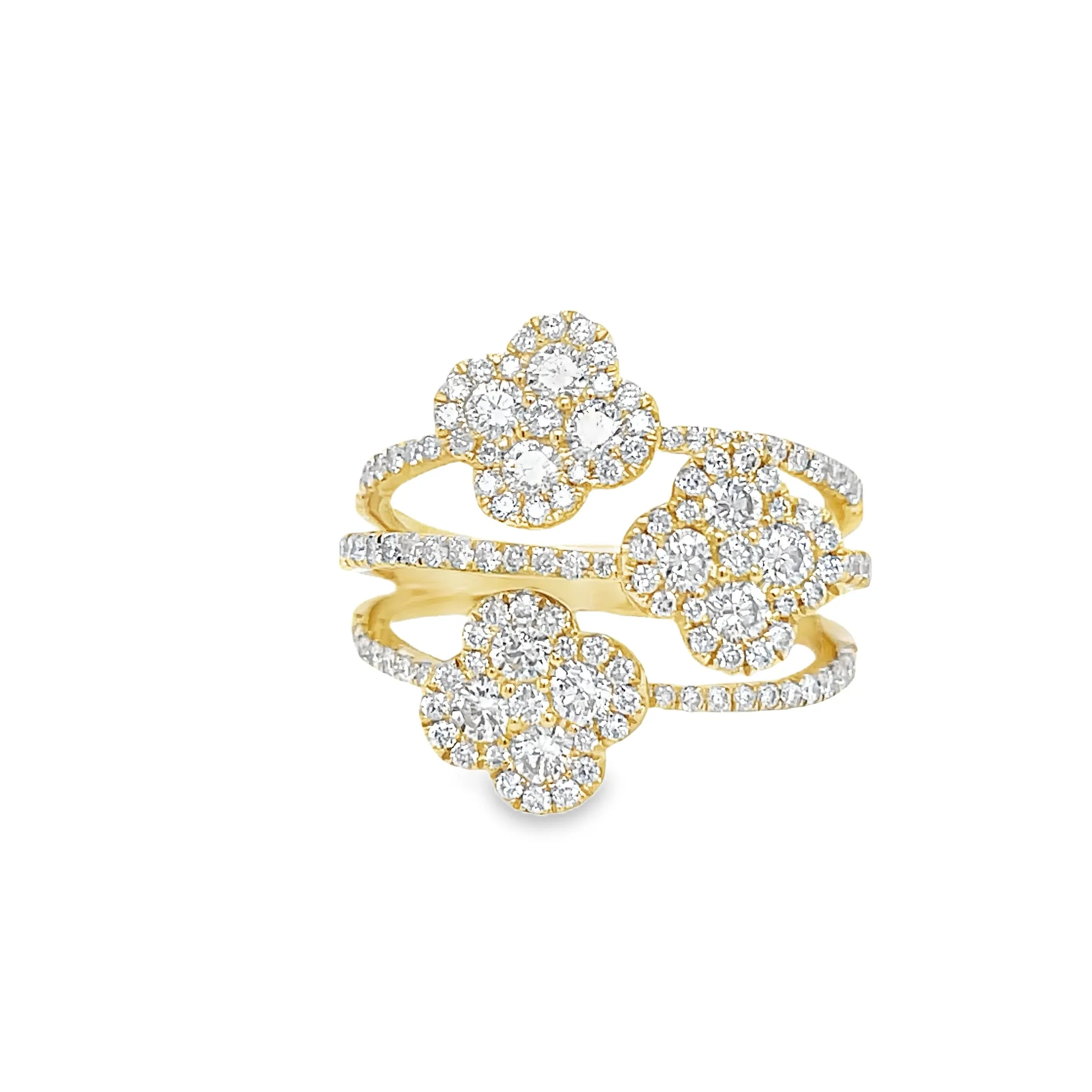 Triple Flower Diamond Ring