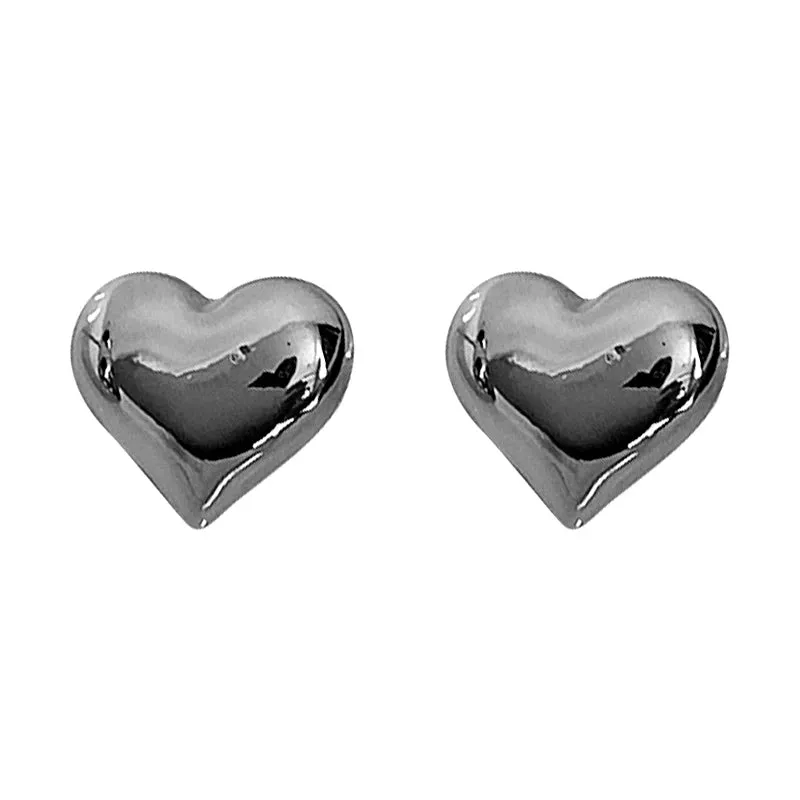 VAIGE Elegant Minimalist Silver LOVE Heart Stud Earrings - Allergy-Free Copper Alloy Jewelry for Weddings and Special Occasions