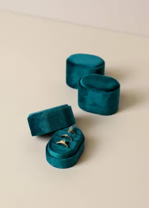 Velvet Jewelry Box - Small Oval - Teal