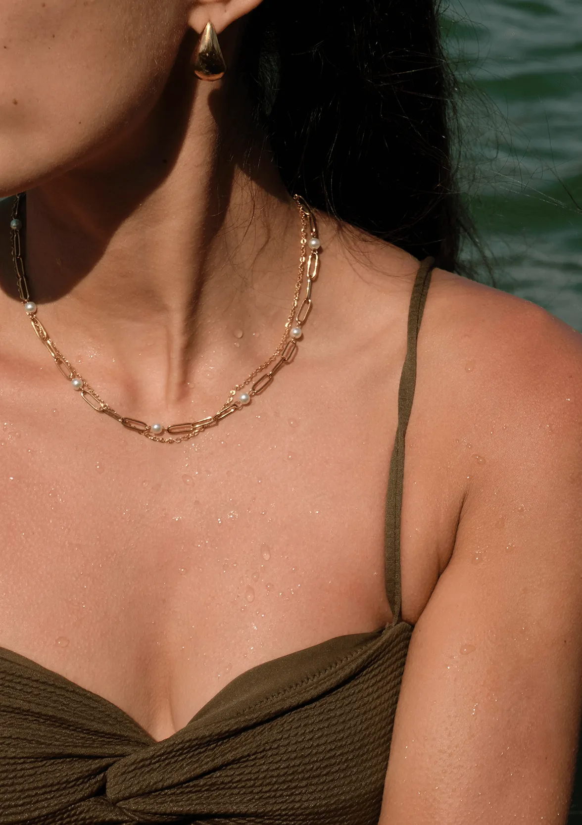 Vibes | Modern Pearl Link Chain Necklace | 18K Gold-Plated