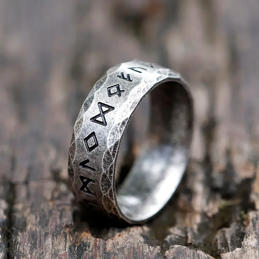 Vintage Stainless-Steel Odin Viking Rune Rings