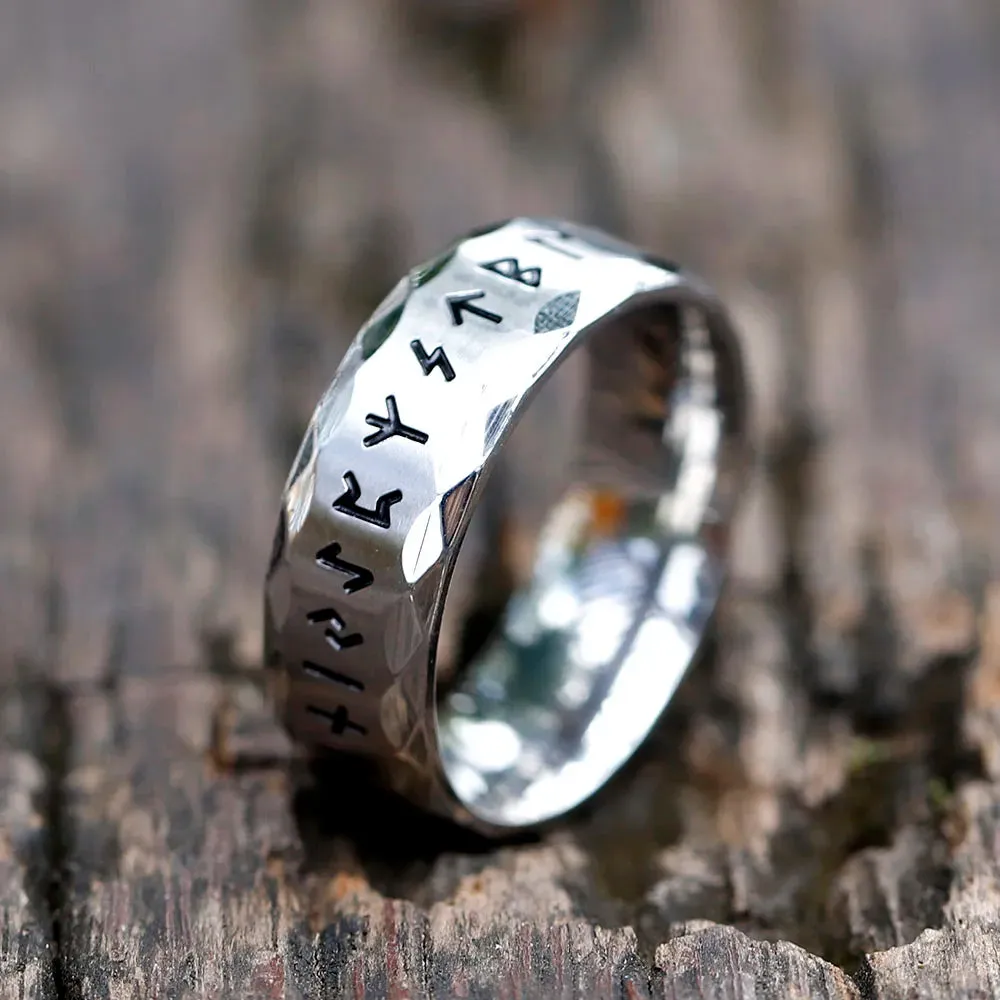 Vintage Stainless-Steel Odin Viking Rune Rings