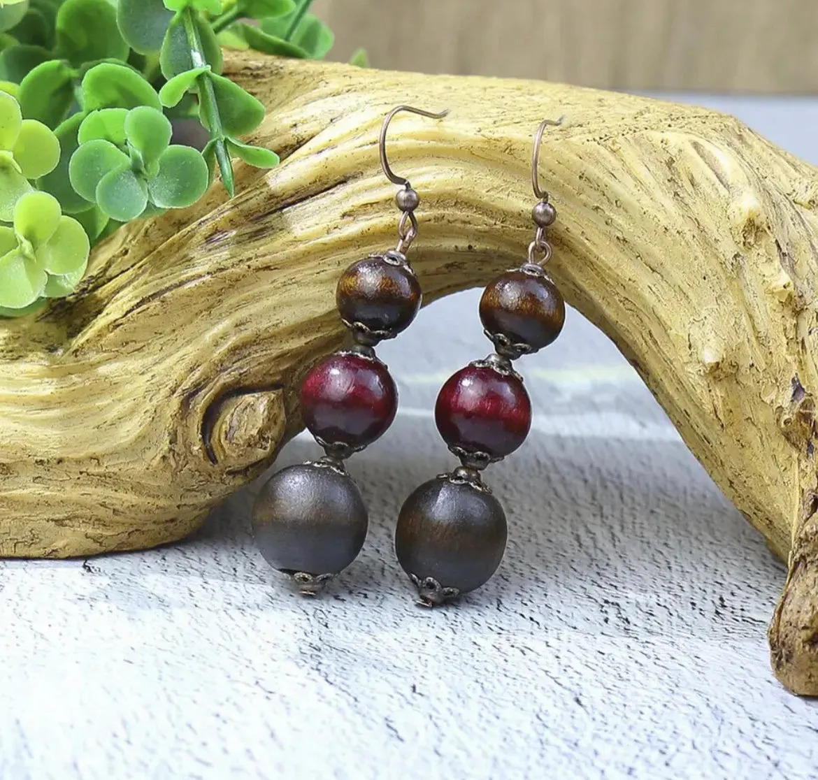 Vintage Two Tone Bead Drop Earrings