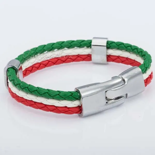 World Cup National Flags Sports 3 Strands Rope Braided Surfer Leather Bracelets