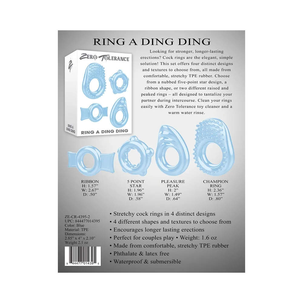 Zero Tolerance Ring A Ding Ding 4-Piece Cockring Set Blue